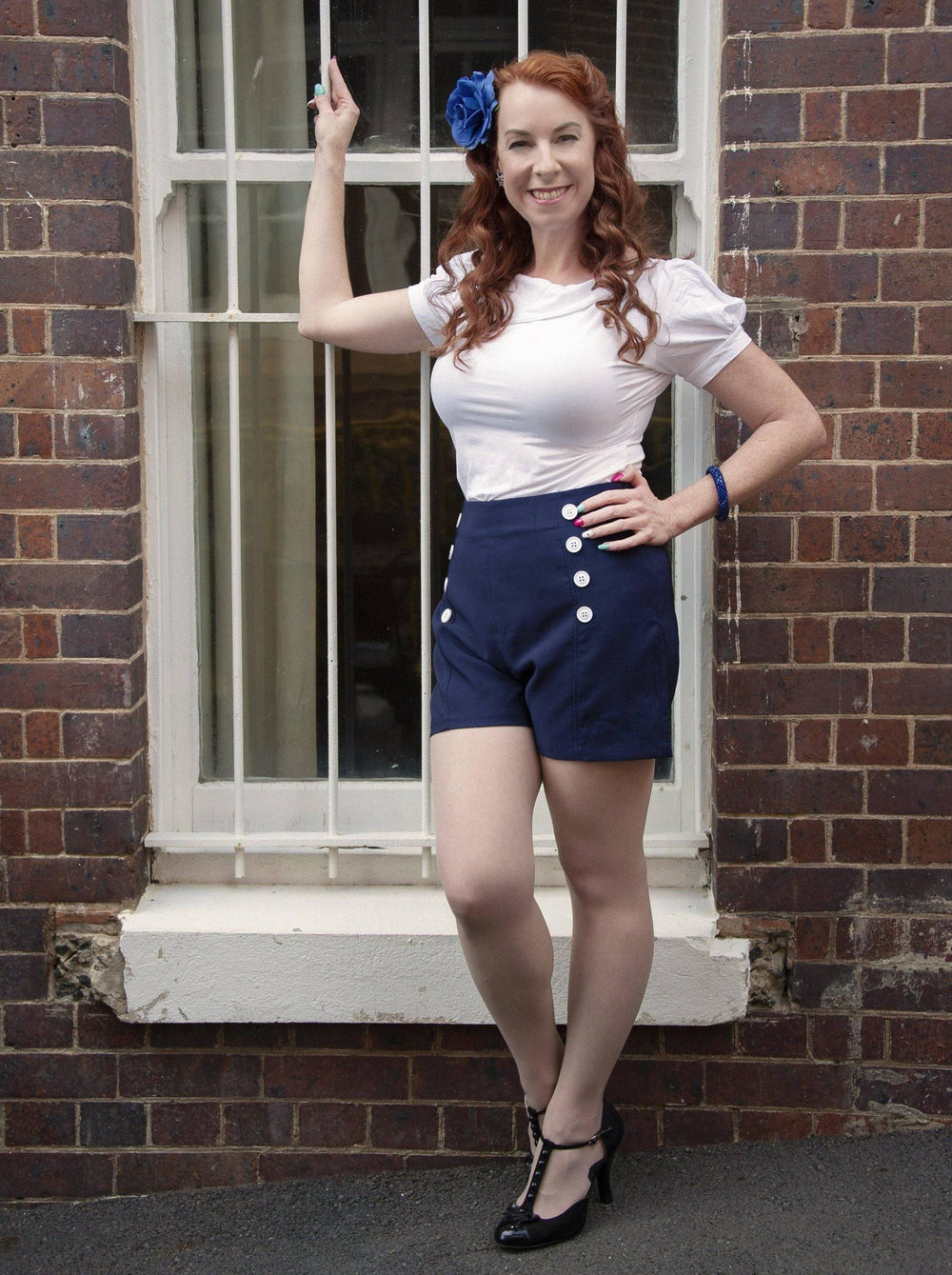 Pin Up Shorts- Nautical Navy - Poison Arrow Retro