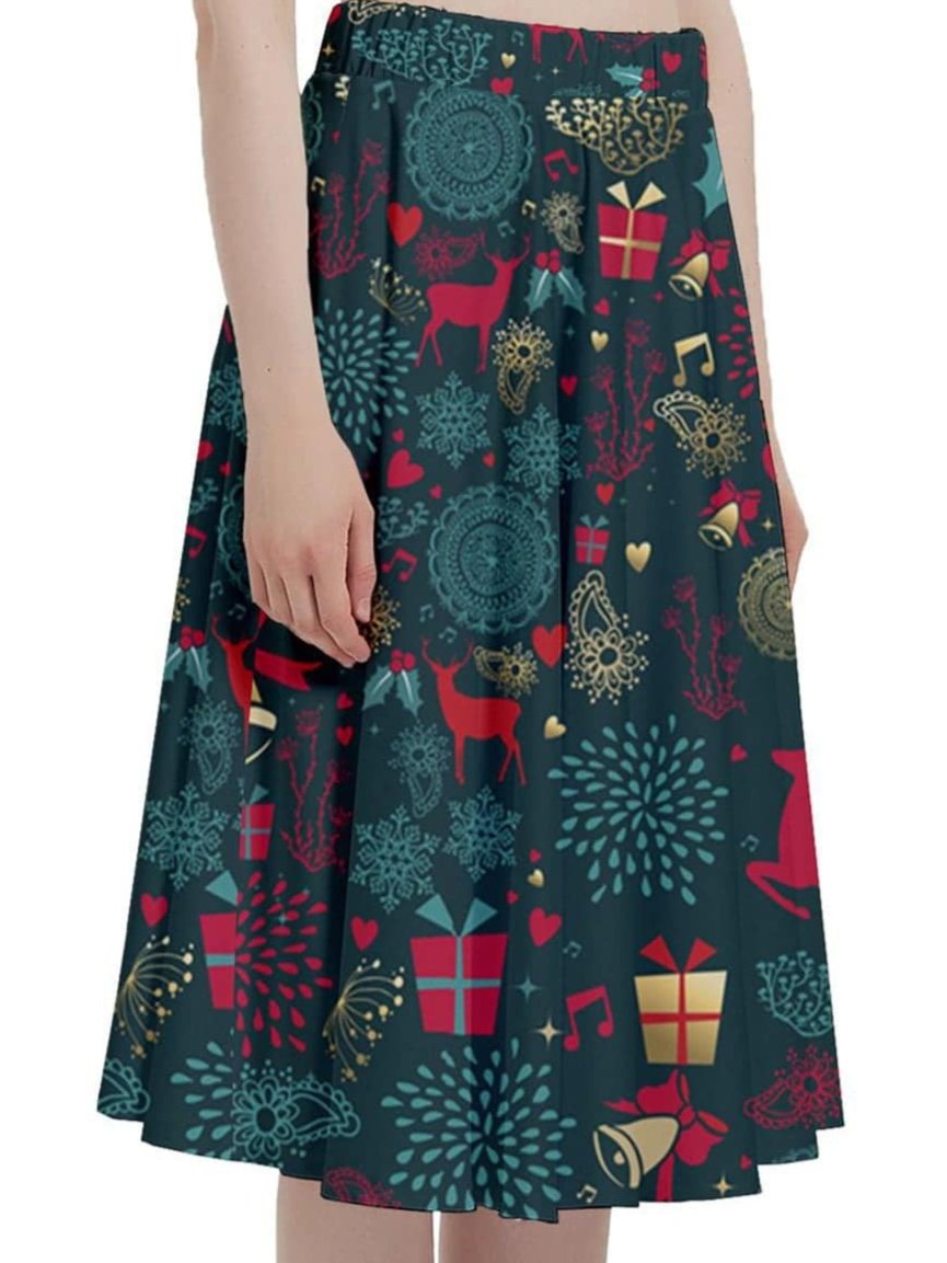 Christmas Reindeer Full Circle Skirt - Poison Arrow Retro