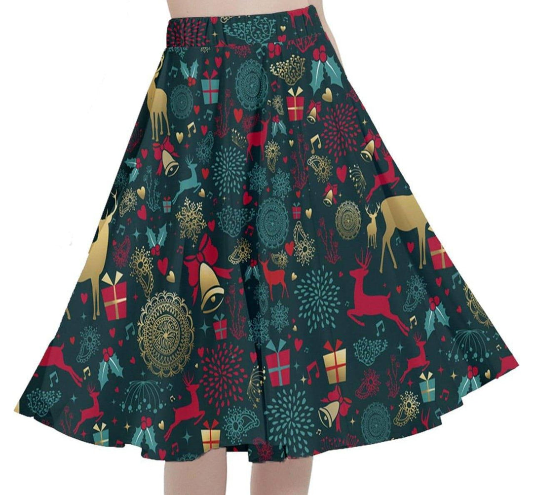 Christmas Reindeer Full Circle Skirt - Poison Arrow Retro