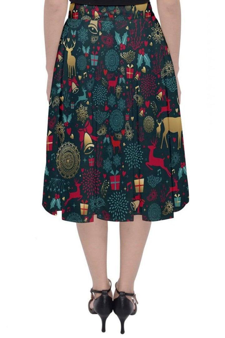 Christmas Reindeer Midi Skirt - Poison Arrow Retro