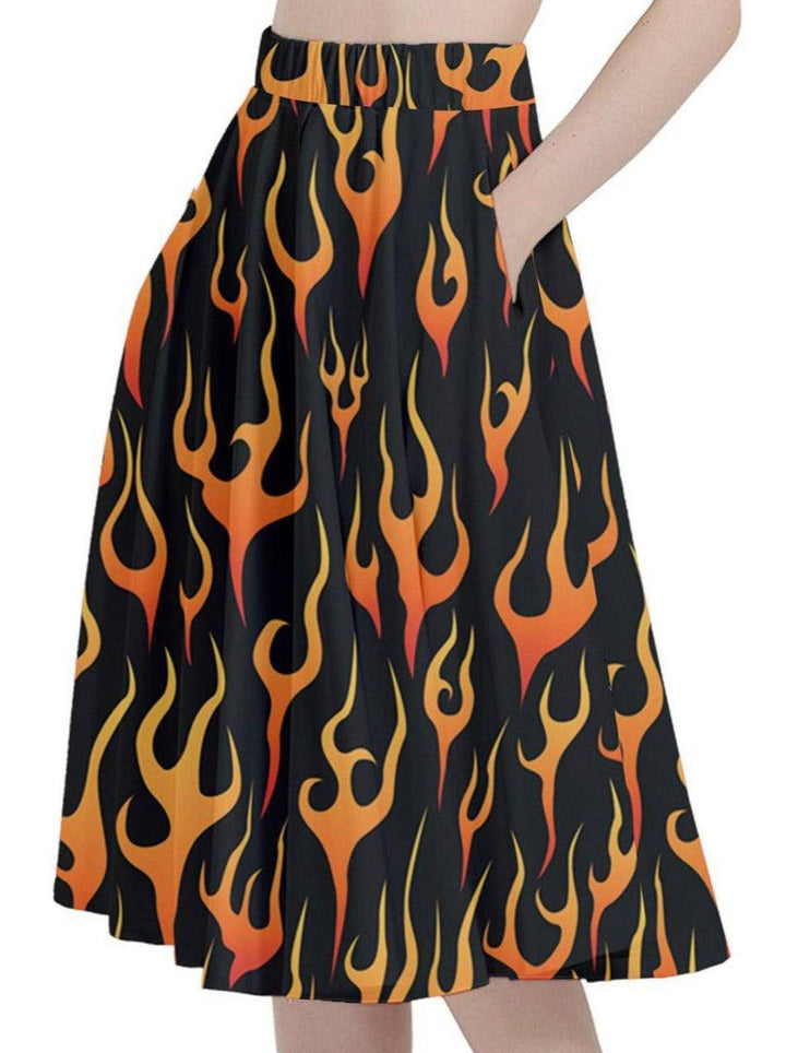 Flames Full Circle Skirt - Poison Arrow Retro