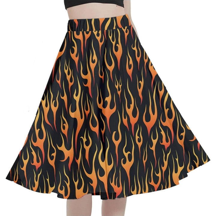 Flames Full Circle Skirt - Poison Arrow Retro