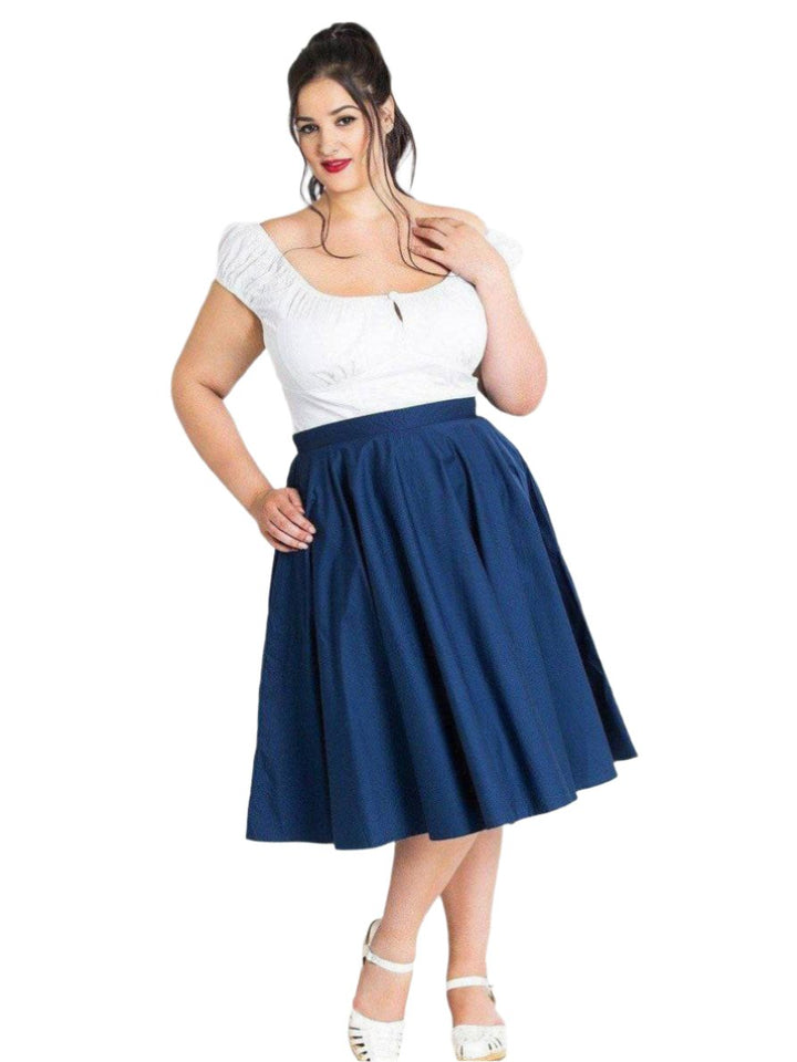 HELL BUNNY PAULA NAVY BLUE CIRCLE SKIRT - Poison Arrow Retro