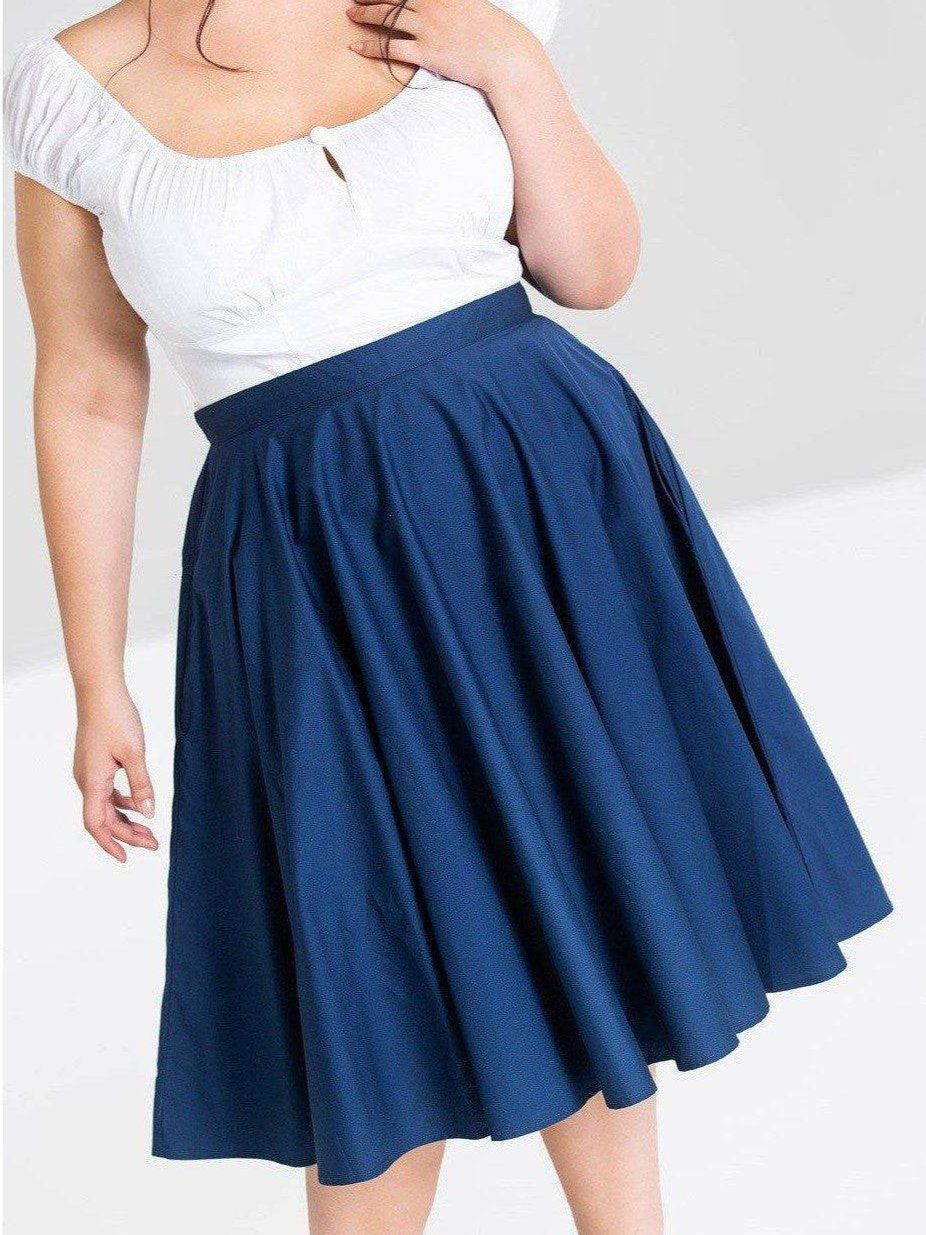 HELL BUNNY PAULA NAVY BLUE CIRCLE SKIRT - Poison Arrow Retro