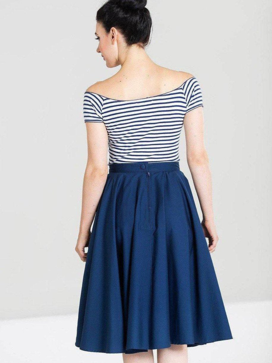 HELL BUNNY PAULA NAVY BLUE CIRCLE SKIRT - Poison Arrow Retro