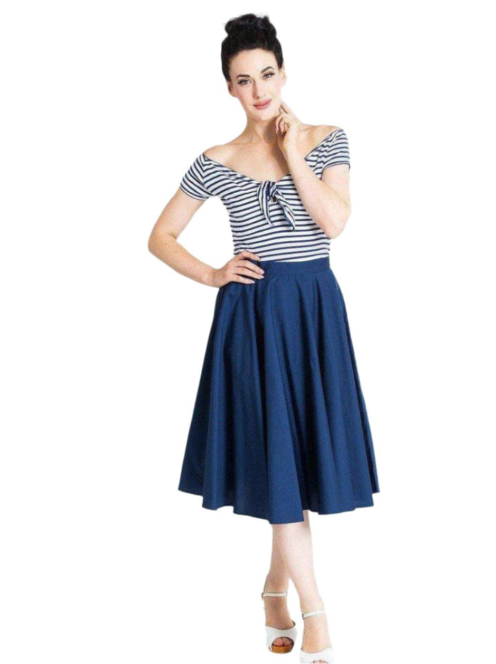 HELL BUNNY PAULA NAVY BLUE CIRCLE SKIRT - Poison Arrow Retro