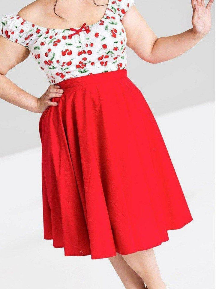 Hell Bunny Paula Red Circle Skirt - Poison Arrow Retro