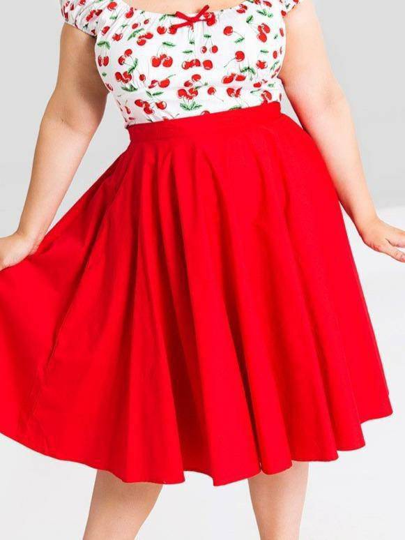 Hell Bunny Paula Red Circle Skirt - Poison Arrow Retro