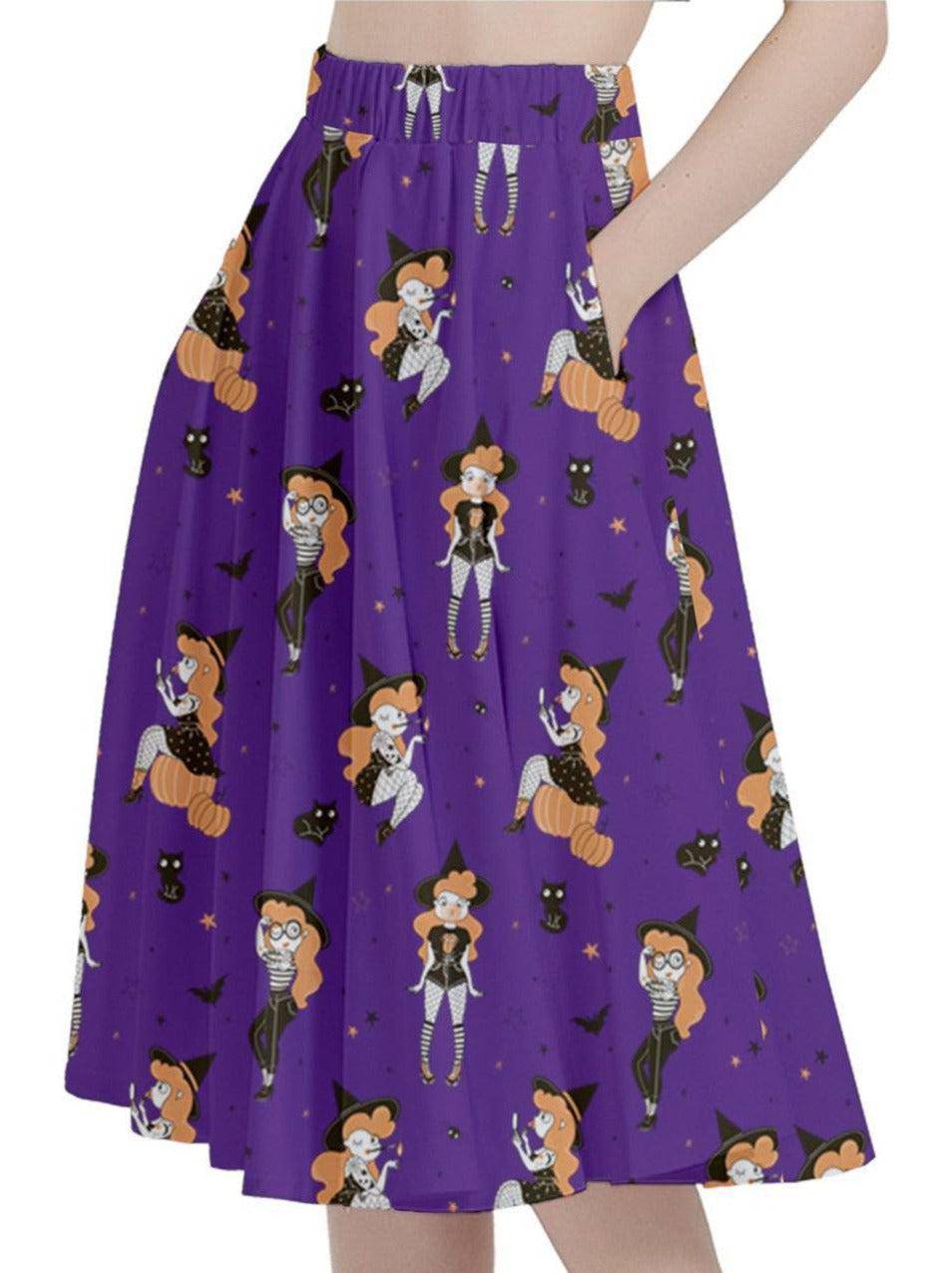 Pin Up Witch Full Circle Skirt - Poison Arrow Retro