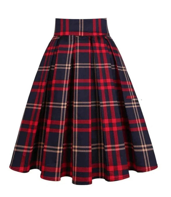 Pleated Tartan Plaid Midi Skirts