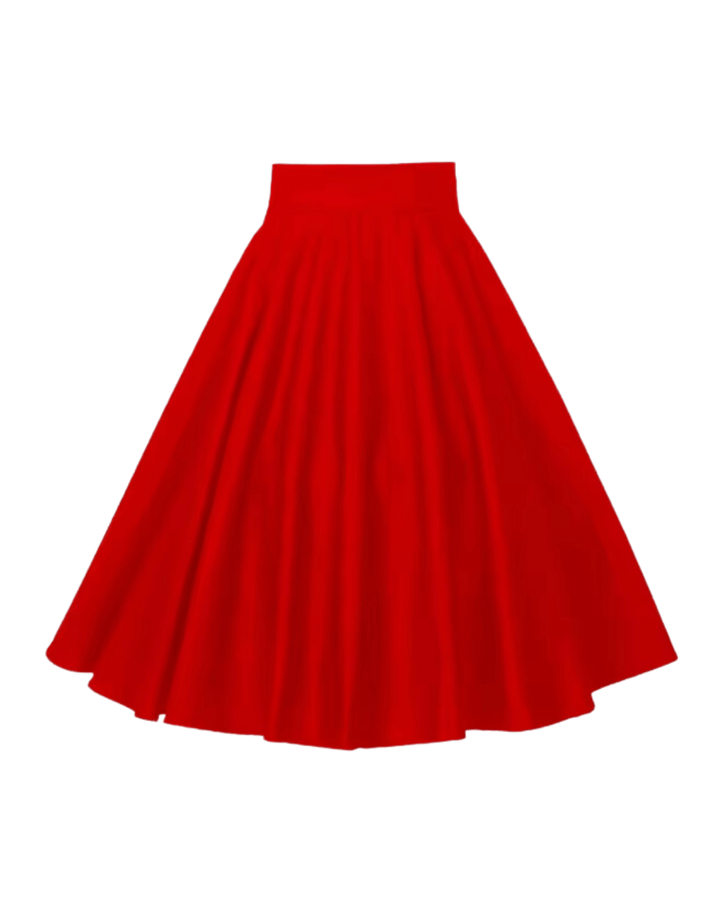 Red Cotton Full Circle Skirt