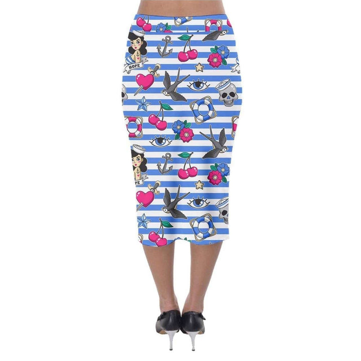 SAILOR GAL Stretch Wiggle Skirt - Poison Arrow Retro