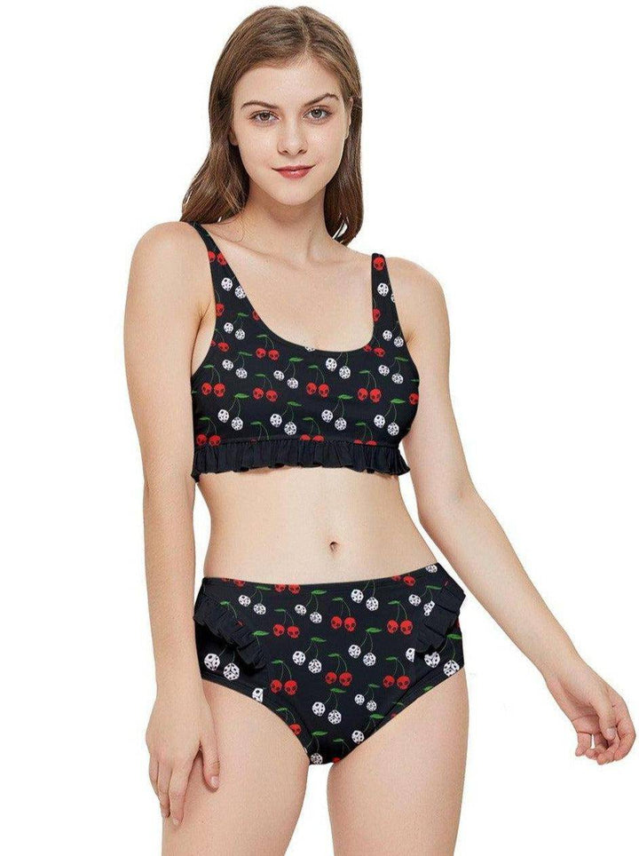 CHERRY SKULLS & DICE Frilly Bikini Set