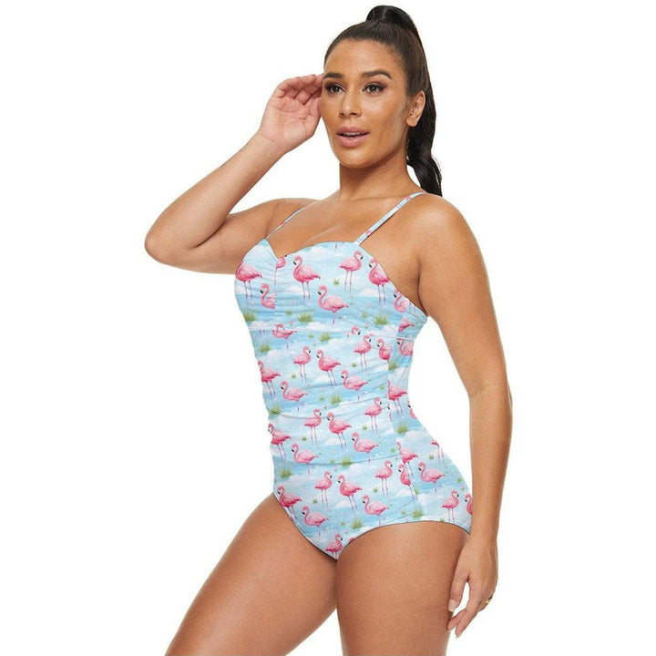 Flamingo Dreams Retro Full Coverage Swimsuit - Poison Arrow Retro