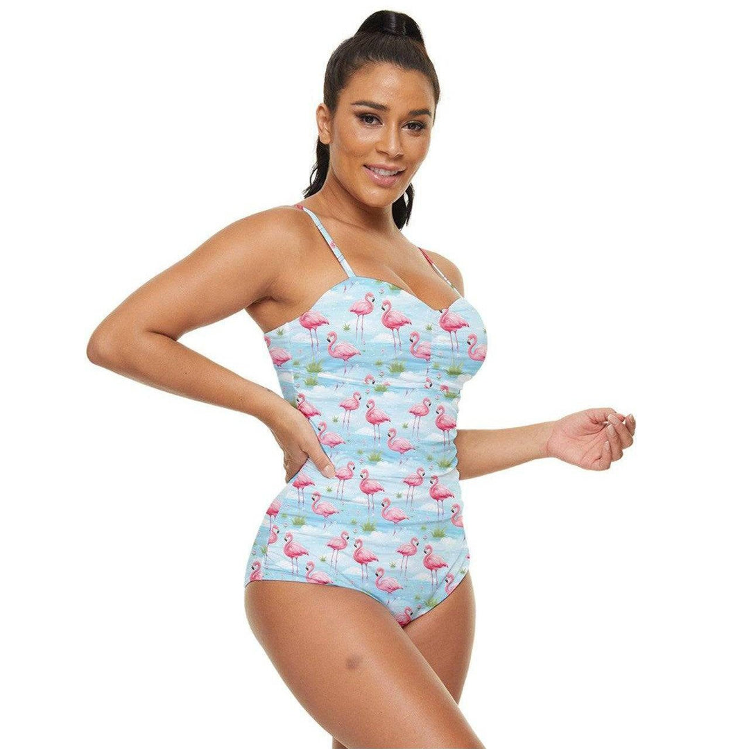 Flamingo Dreams Retro Full Coverage Swimsuit - Poison Arrow Retro