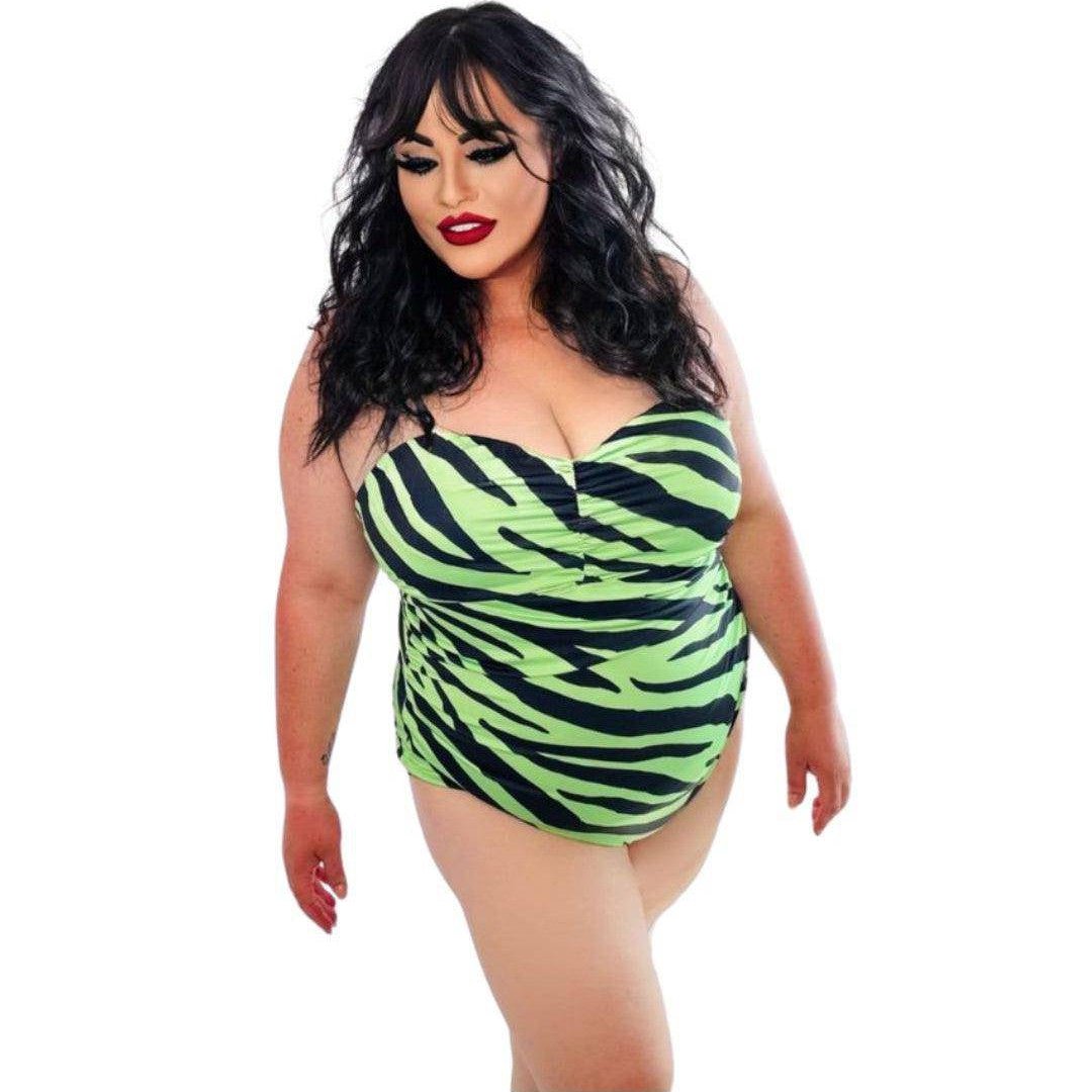 GREEN ZEBRA Retro Full Coverage Swimsuit - Poison Arrow Retro