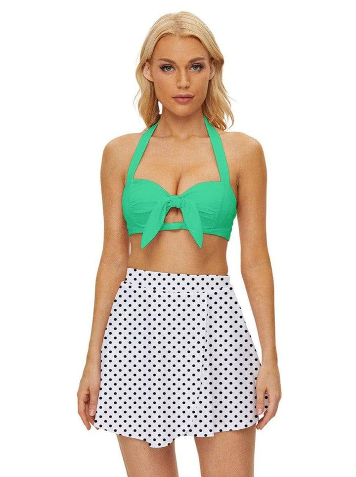 Polka Dot Vintage Style Bikini Top and Skirt Set - Poison Arrow Retro