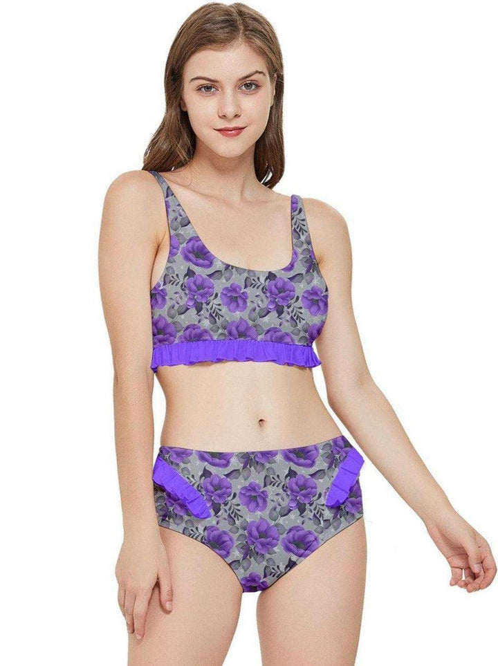 PURPLE ROSE Frilly Bikini Set - Poison Arrow Retro