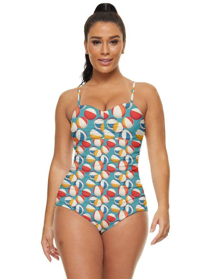 Retro Beach Balls Retro Full Coverage Swimsuit