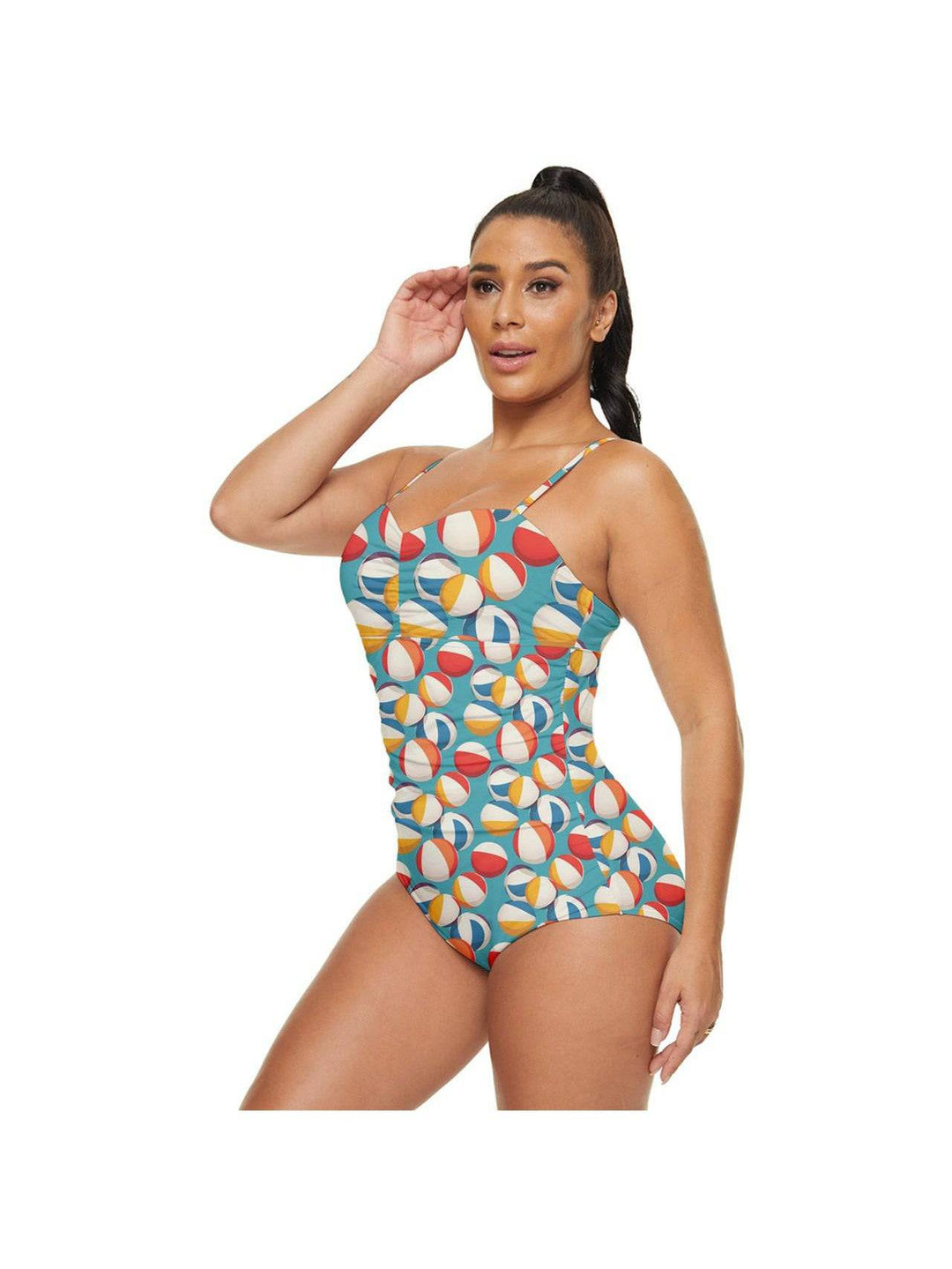 Retro Beach Balls Retro Full Coverage Swimsuit