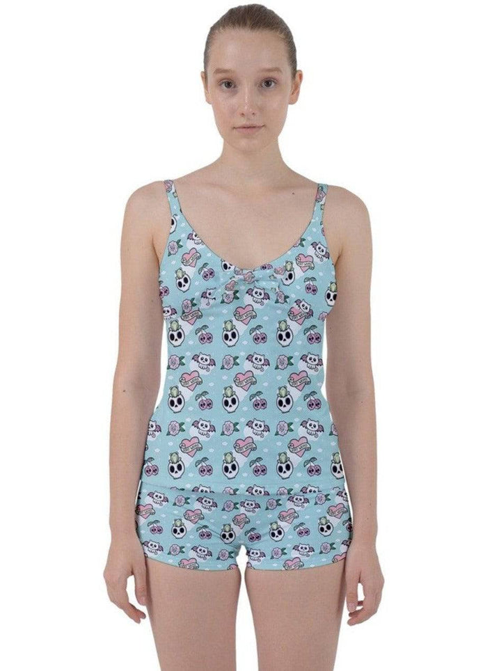 Stay Weird Tie Front Two Piece Tankini - Poison Arrow Retro