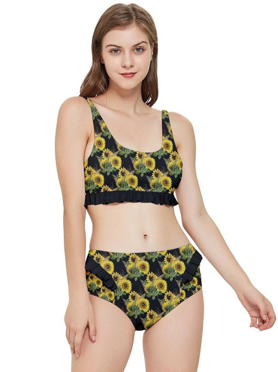 Sunflowers Frilly Bikini Set - Poison Arrow Retro