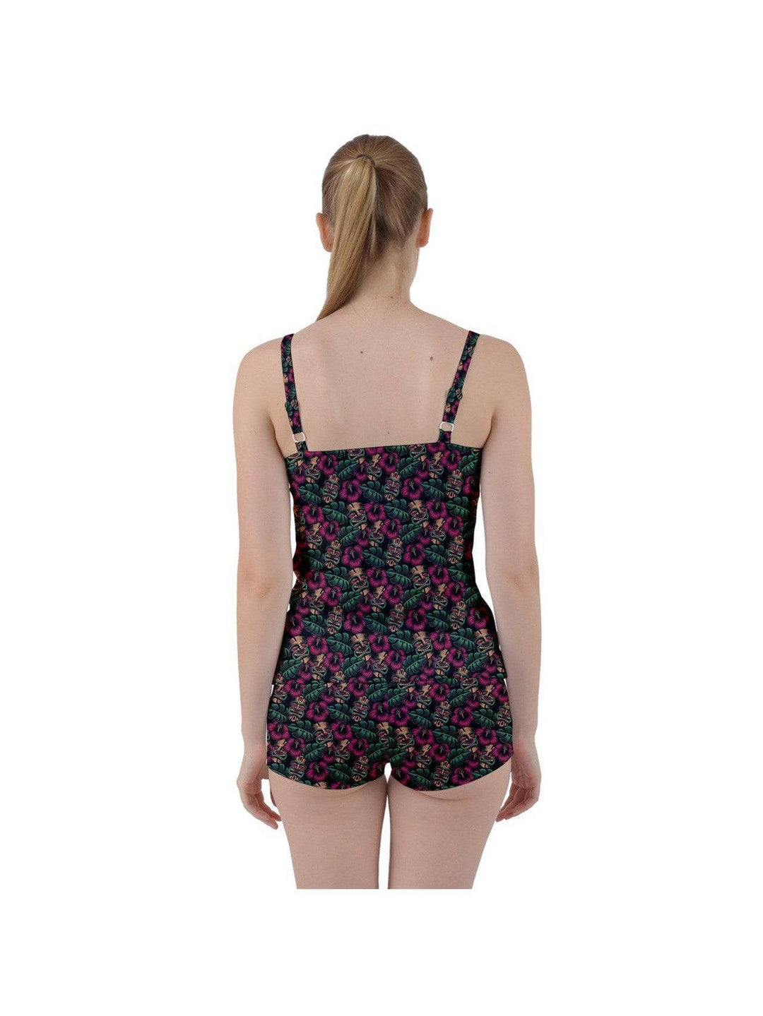 Leilani Tiki Tie Front Two Piece Tankini - Poison Arrow Retro