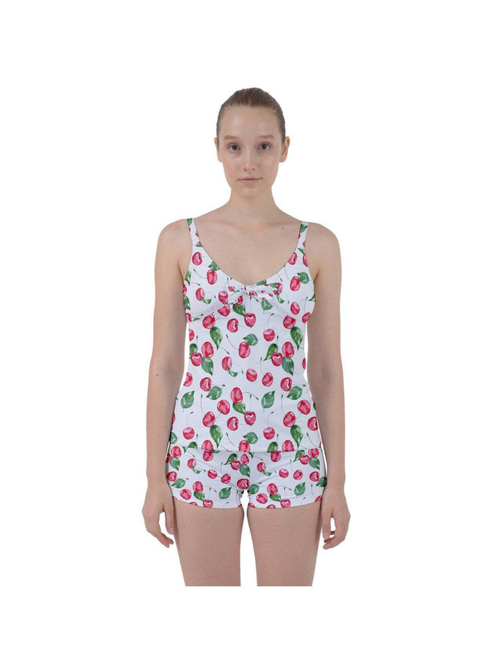 Retro Cherries Tie Front Two Piece Tankini - Poison Arrow Retro