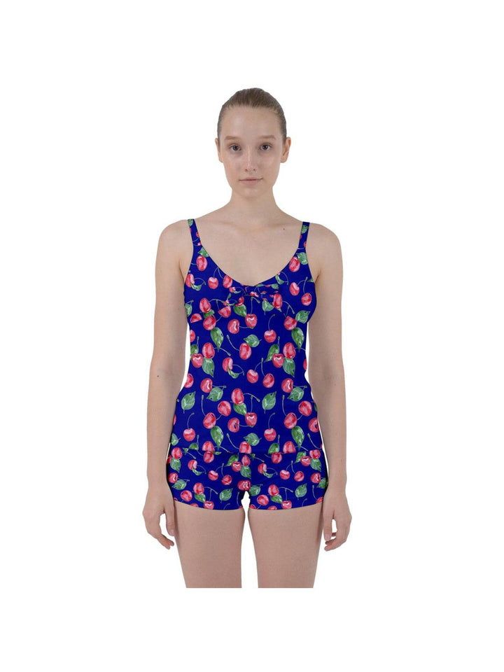 Retro Cherries Tie Front Two Piece Tankini - Poison Arrow Retro