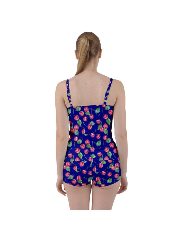 Retro Cherries Tie Front Two Piece Tankini - Poison Arrow Retro