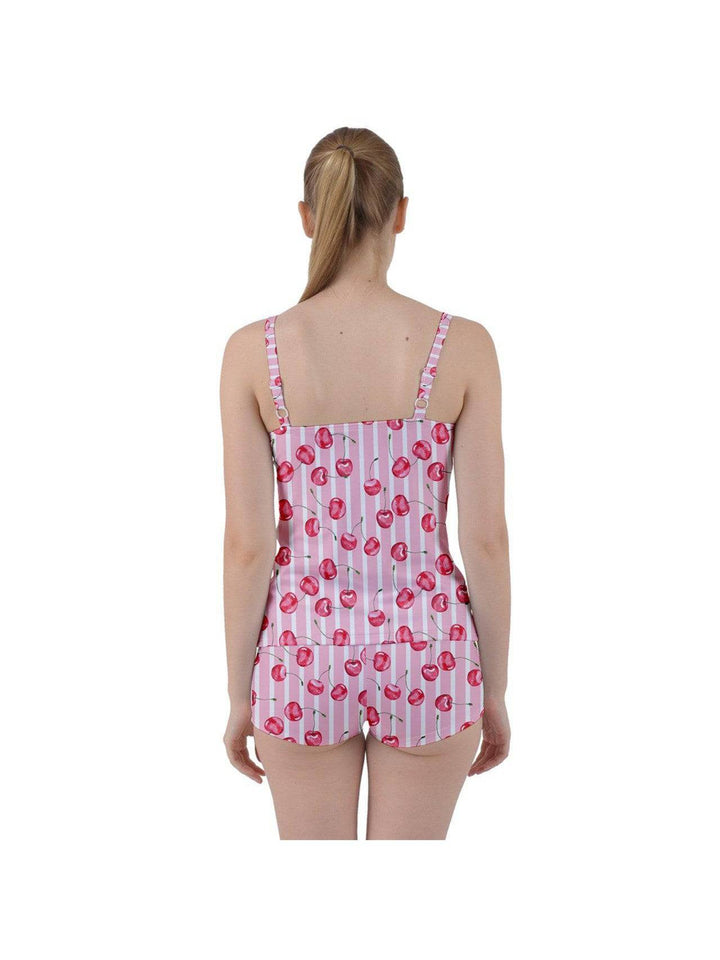 Retro Cherries Tie Front Two Piece Tankini - Poison Arrow Retro