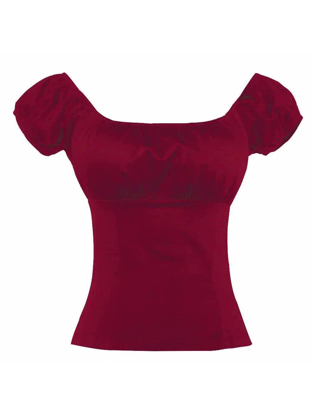 Burgundy Peasant Style Top - Poison Arrow Retro