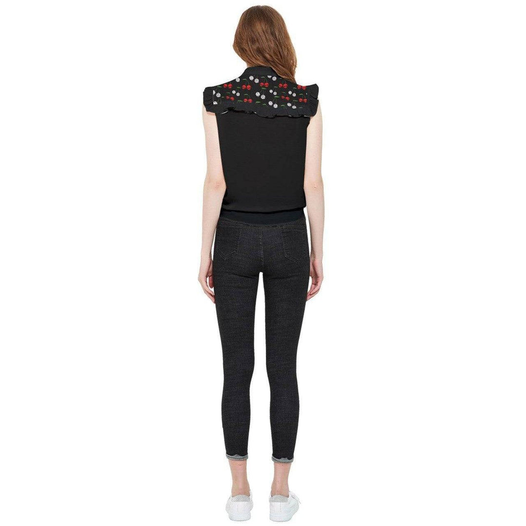 Cherry Skulls & Dice Tie Front Top - Poison Arrow Retro