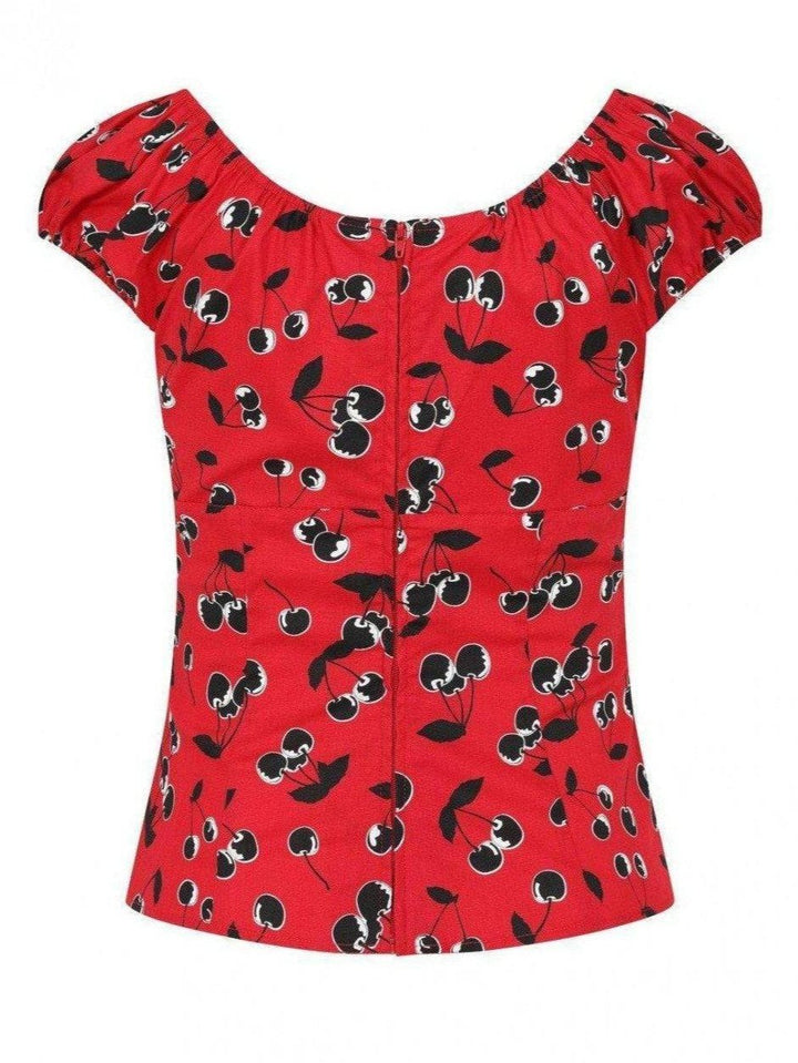 Hell Bunny Red with Black Cherries Alison Top - Poison Arrow Retro