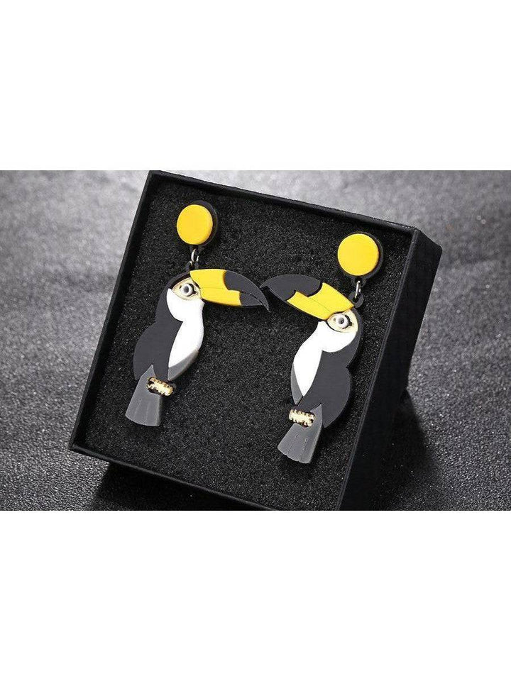 TOUCANS Acrylic Drop/Dangle Stud Post Earrings - Poison Arrow Retro