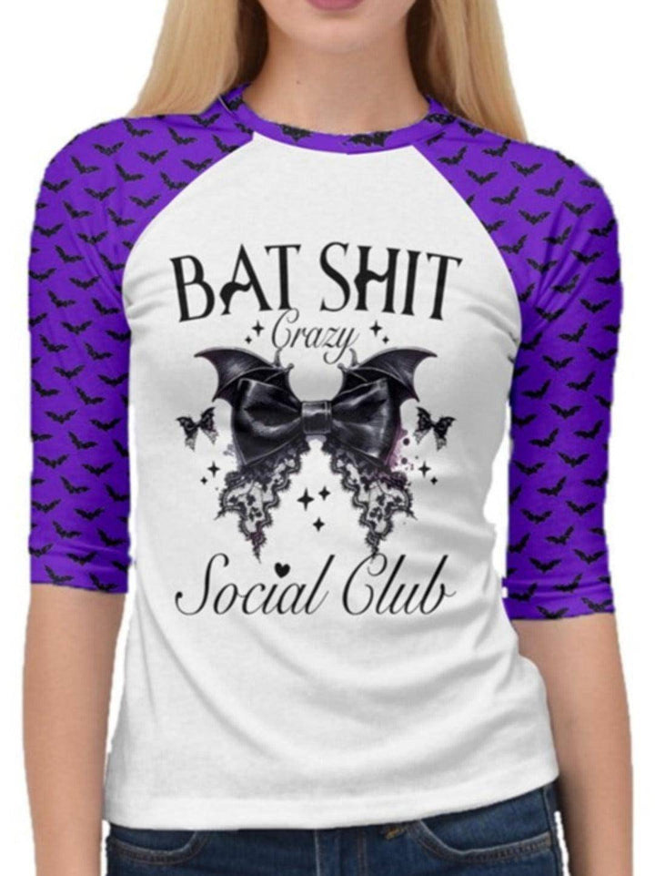 Bat Shit Crazy Social Club 3/4 Sleeve  Raglan T-Shirt