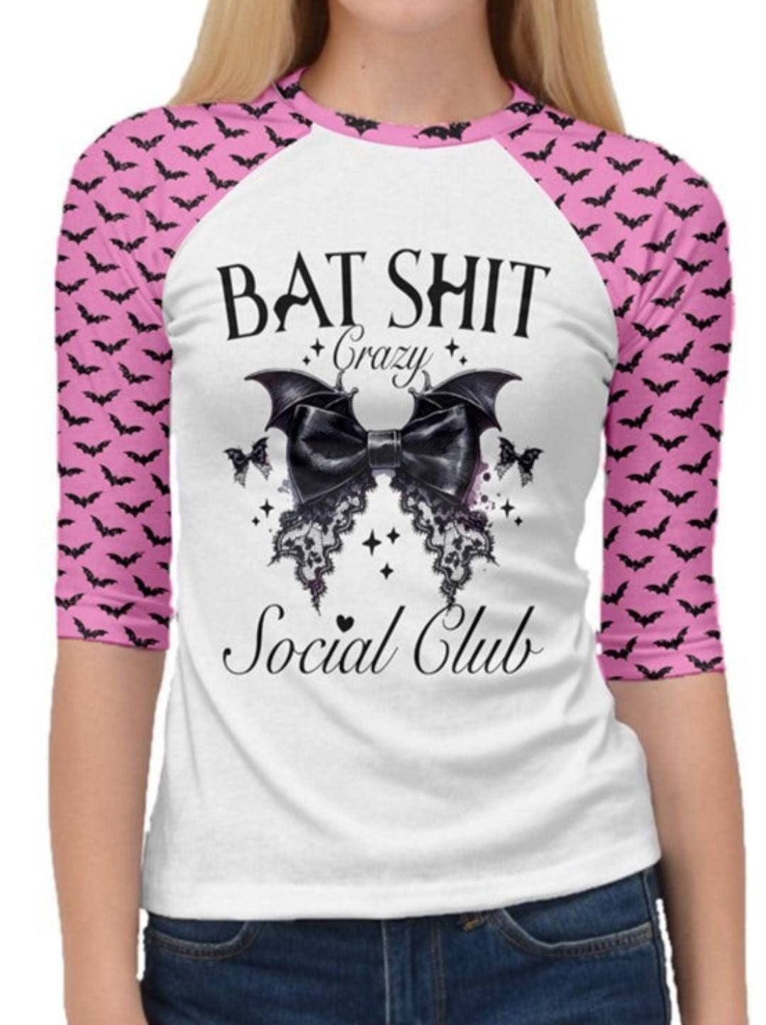 Bat Shit Crazy Social Club 3/4 Sleeve  Raglan T-Shirt - Poison Arrow Retro