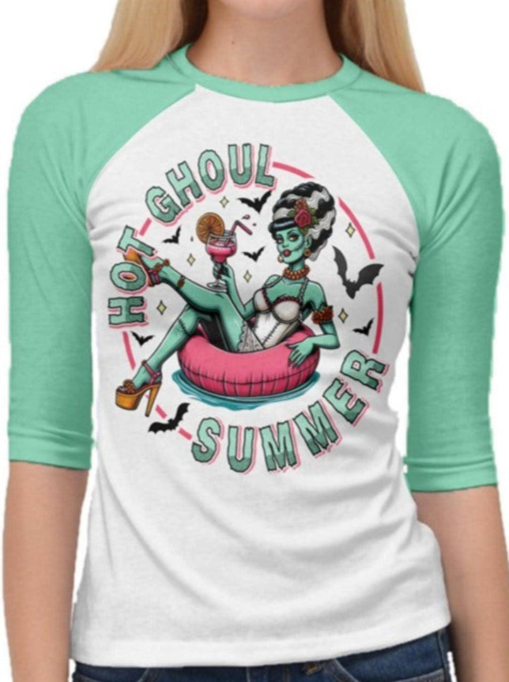 Hot Ghoul Summer 3/4 Raglan Tshirt - Poison Arrow Retro