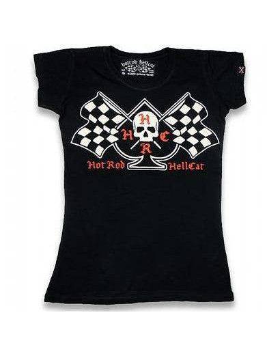 HOTROD HELLCAT SKULL FLAGS Tshirt - Poison Arrow Retro