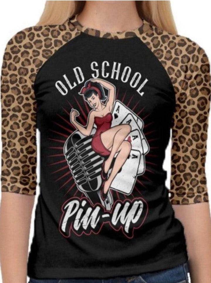 Old School Pinup 3/4 Raglan Tshirt - Poison Arrow Retro