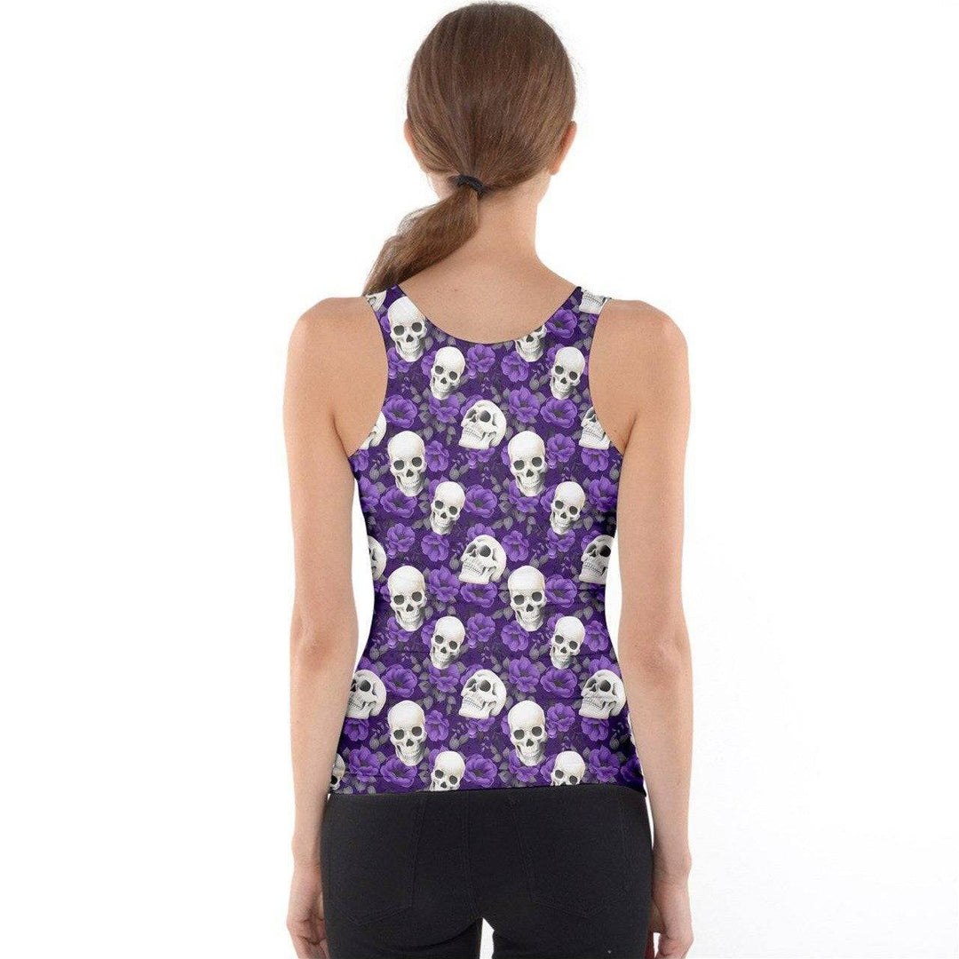 PURPLE ROSES AND SKULLS Tank Top - Poison Arrow Retro