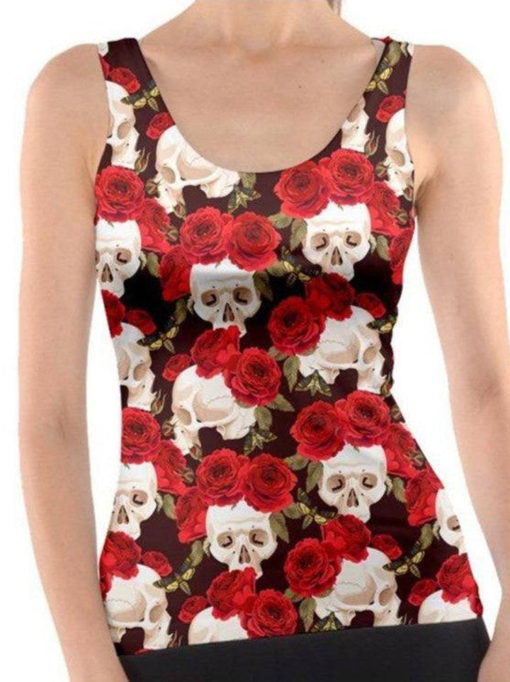 SKULLS AND ROSES Tank Top - Poison Arrow Retro