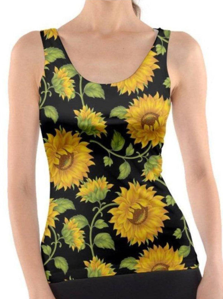 SUNFLOWERS BLACK Tank Top - Poison Arrow Retro