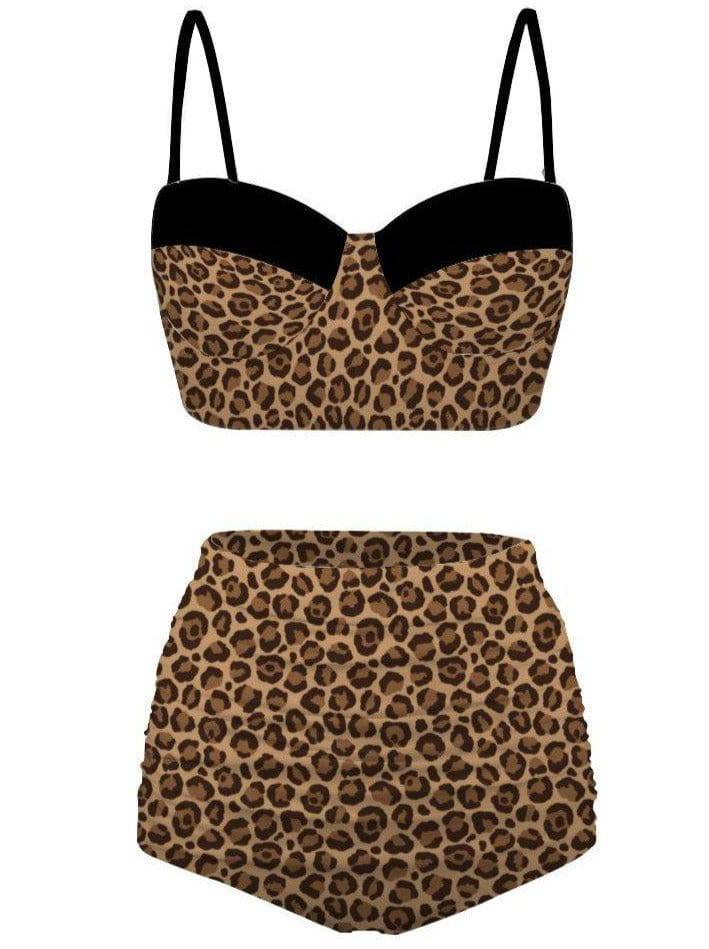 Leopard Print High Waist Retro Bikini