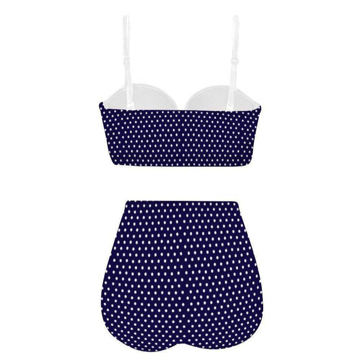 Navy Polka Dot High Waist Retro Bikini - Poison Arrow Retro