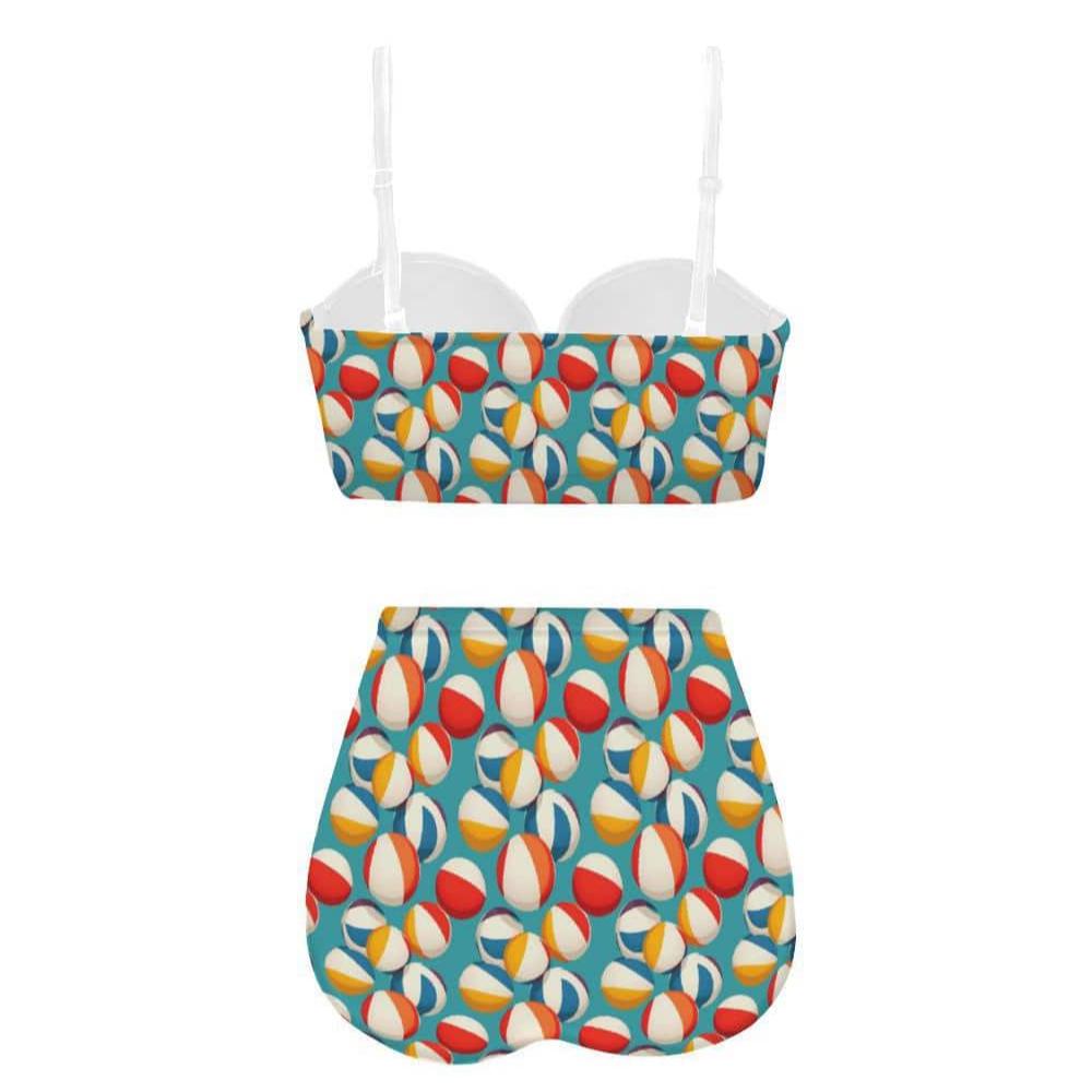 Retro Beach Balls High Waist Retro Bikini - Poison Arrow Retro